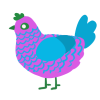 A orchid and cerulean chicken with a lace pattern