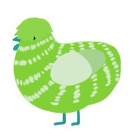 A grass and gluppy chicken with a bar pattern