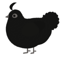 A black chicken with a lace pattern