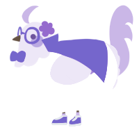 A white and lilac chicken with a head pattern