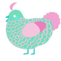 A mint and pink chicken with a lace pattern