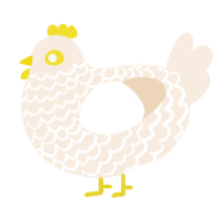 A cream chicken with a lace pattern