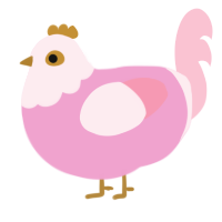 A pink and rose chicken with a head pattern