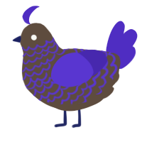 painted turd, a bark and indigo chicken with a lace pattern