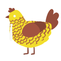 Bananaphone, a yellow and russet chicken with a lace pattern