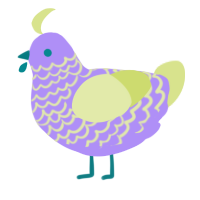 A lilac and lemon chicken with a lace pattern