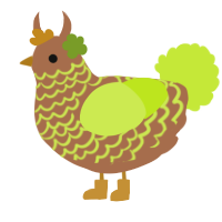 Moss, a brown and lime chicken with a lace pattern