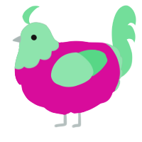 A fuchsia and spring chicken with a head pattern