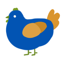 beepo, a ultramarine and orange chicken
