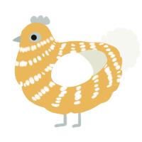 A honey and white chicken with a bar pattern