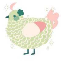 A gluppy and rose chicken with a lace pattern