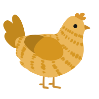 A honey and ochre chicken with a bar pattern