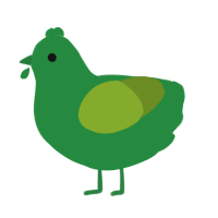 Bob, a viridian and chartreuse chicken