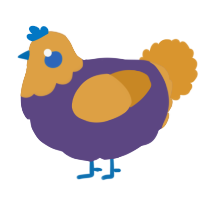 A overcast and orange chicken with a head pattern