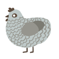 A silver and ash chicken with a lace pattern