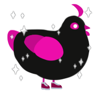A black and fuchsia chicken