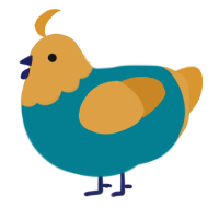 (unnamed), a sea and orange chicken with a head pattern