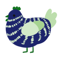 A navy and gluppy chicken with a bar pattern