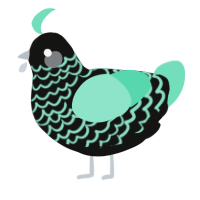 A black and mint chicken with a lace pattern