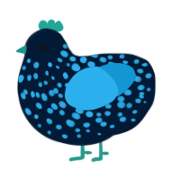 A tumblr and sky chicken with a speckle pattern