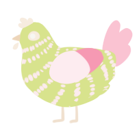 A lemon and rose chicken with a bar pattern