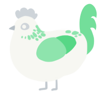 mist, a white and spring chicken with a neck-speckle pattern