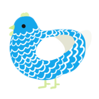 A sky and white chicken with a lace pattern