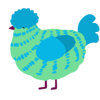 A spring and cerulean chicken with a bar pattern