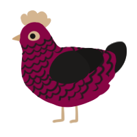 A maroon and sable chicken with a lace pattern