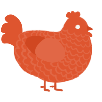 A vermilion chicken with a lace pattern