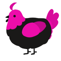 A sable and fuchsia chicken with a head pattern