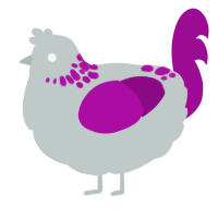 Rug, a silver and plum chicken with a neck-speckle pattern