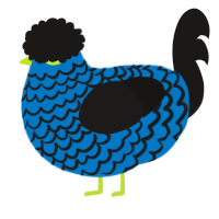 A sapphire and sable chicken with a lace pattern