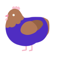 A indigo and brown chicken with a head pattern