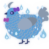 A sky and ash chicken with a lace pattern