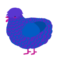 A indigo and ultramarine chicken with a lace pattern