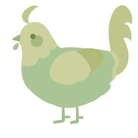 Beryl, a gluppy and apple chicken with a head pattern