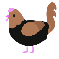 A black and brown chicken with a head pattern