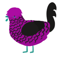 Dance Pants, a plum and sable chicken with a lace pattern