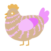 A beige and lavender chicken with a bar pattern