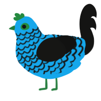 A sky and black chicken with a lace pattern