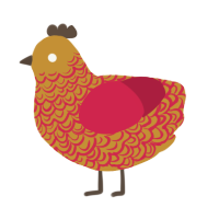 Phoenix, a gold and crimson chicken with a double-lace pattern