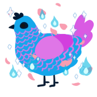 A sky and orchid chicken with a lace pattern