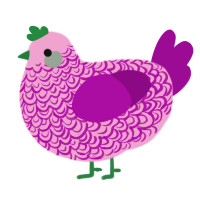 Dipped in Slime, a pink and plum chicken with a double-lace pattern