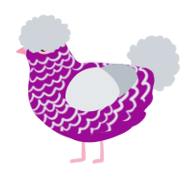 A plum and mist chicken with a lace pattern