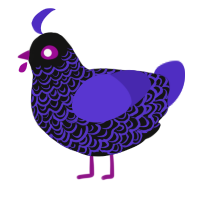 A black and indigo chicken with a double-lace pattern