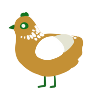 A gold and white chicken with a neck-speckle pattern