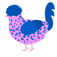 A lavender and ultramarine chicken with a speckle pattern