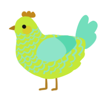 A lime and mint chicken with a lace pattern