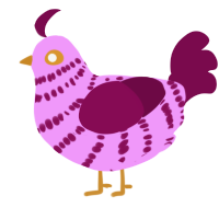 A lavender and wine chicken with a bar pattern